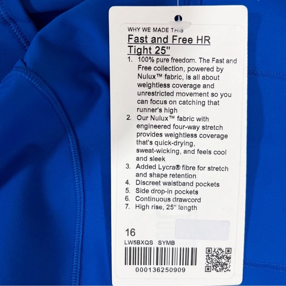NWT Lululemon Fast and Free High-Rise Tight 25" In Symphony Blue - Picture 10 of 11